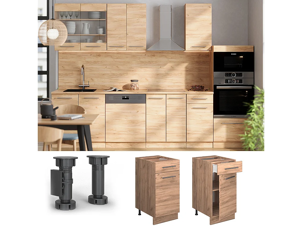 Mobiletto base per cucina quercia dorata 40x60x82 fame-line