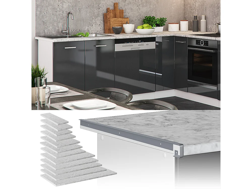 Encimera de cocina blanco/mármol 50x60x2.8 r-line