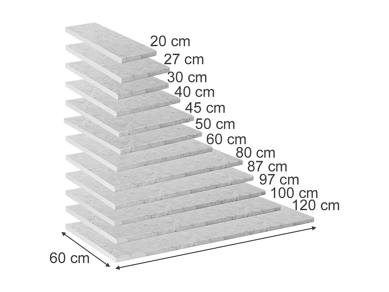 Küchenarbeitsplatte weiß/marmor 50x60x2.8 r-line