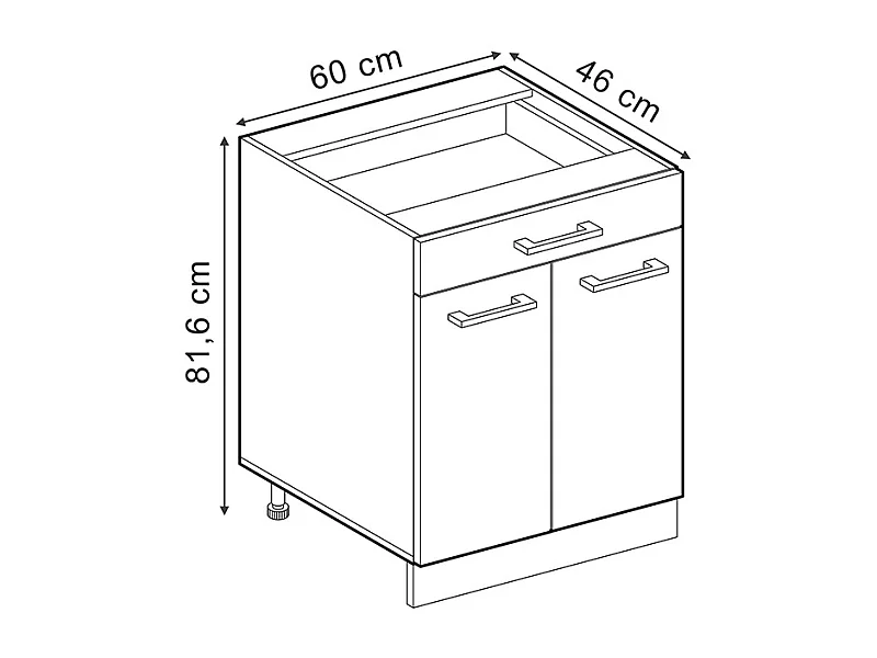 Armário baixo de cozinha concreto preto 60x60x81.6 r-line