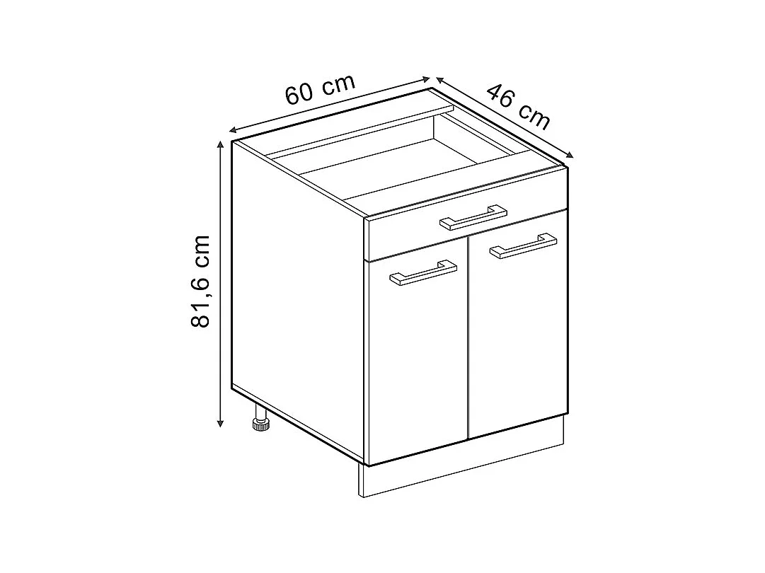 Mueble bajo de cocina hormigón negro 60x60x81.6 r-line