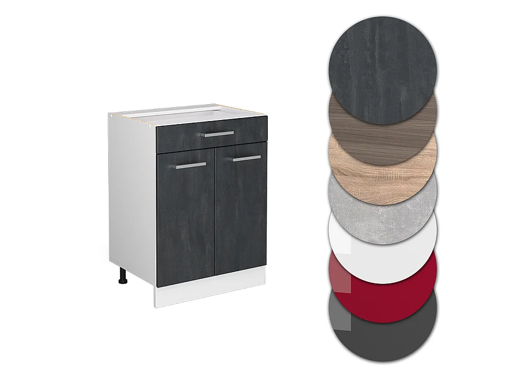 Mobiletto base per cucina Calce nera 60x60x81.6 r-line