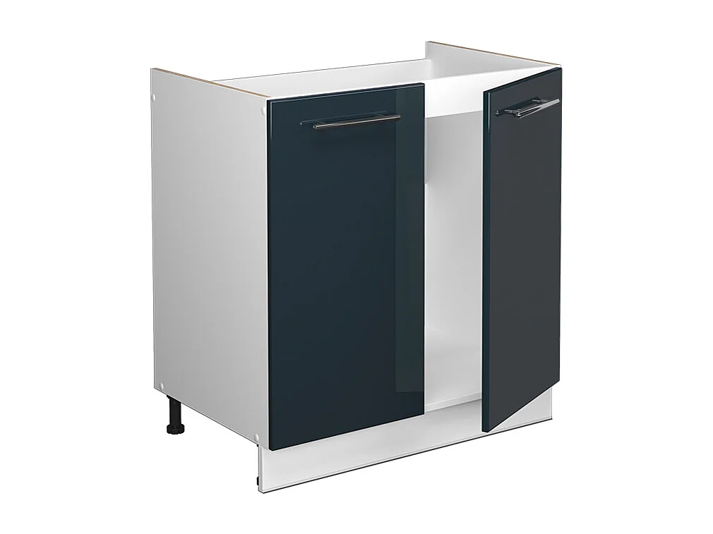 Meuble bas sous-évier bleu foncé brillant 80x60x82 fame-line