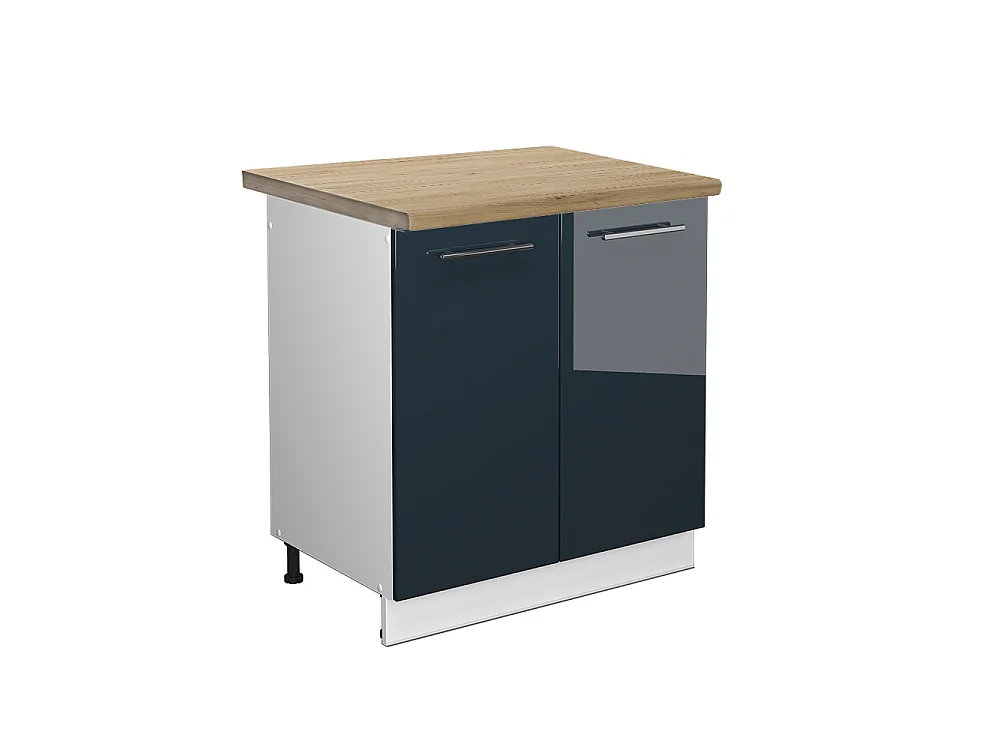 Meuble bas sous-évier bleu foncé brillant 80x60x82 fame-line
