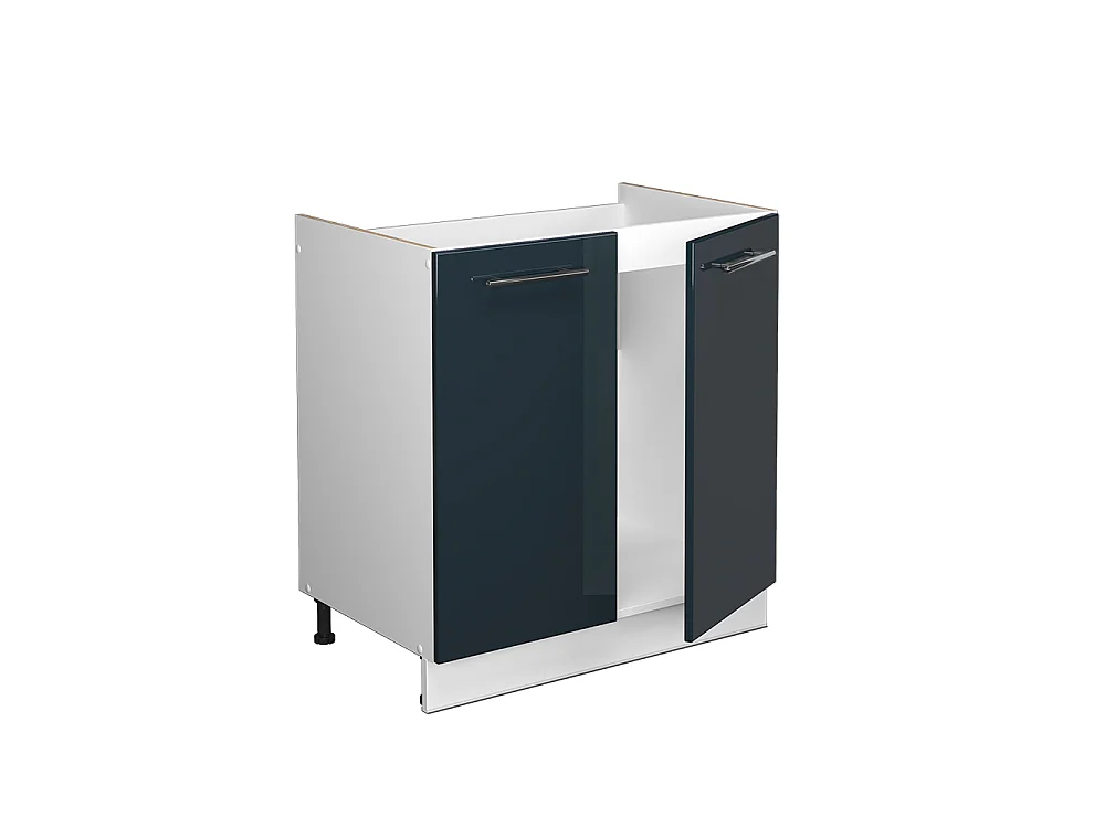 Meuble bas sous-évier bleu foncé brillant 80x60x82 fame-line