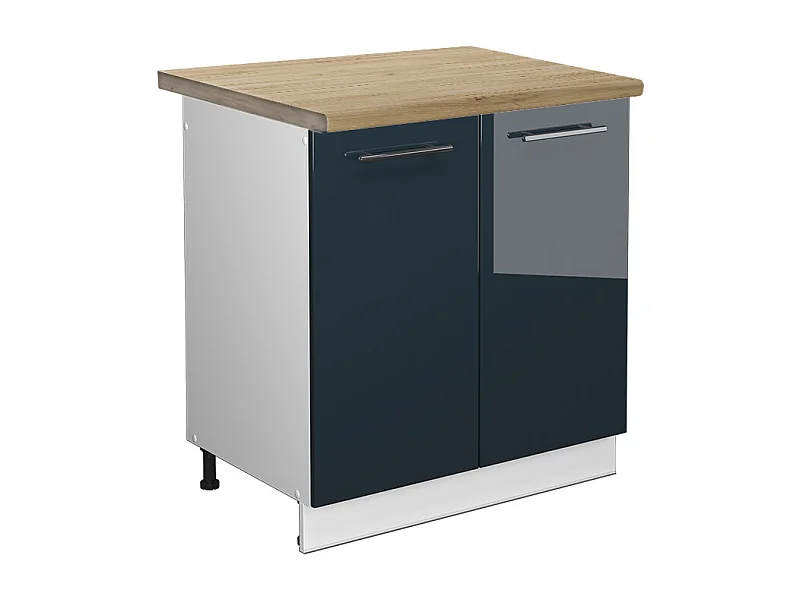 Meuble bas sous-évier bleu foncé brillant 80x60x82 fame-line