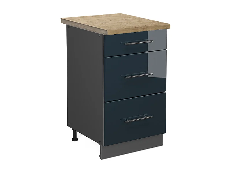 Mueble bajo de cocina azul oscuro alto brillo 50x60x82 fame-line