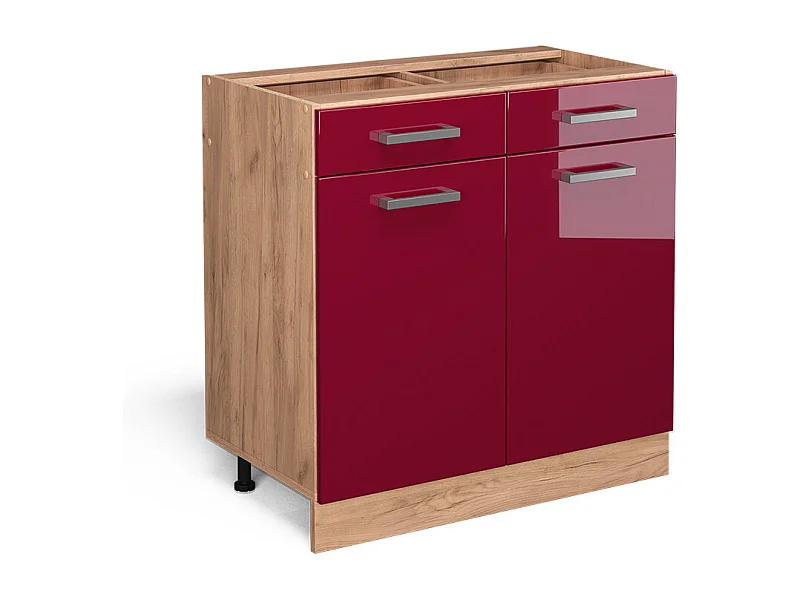Mueble bajo de cocina rojo de alto brillo 80x46x81.6 r-line