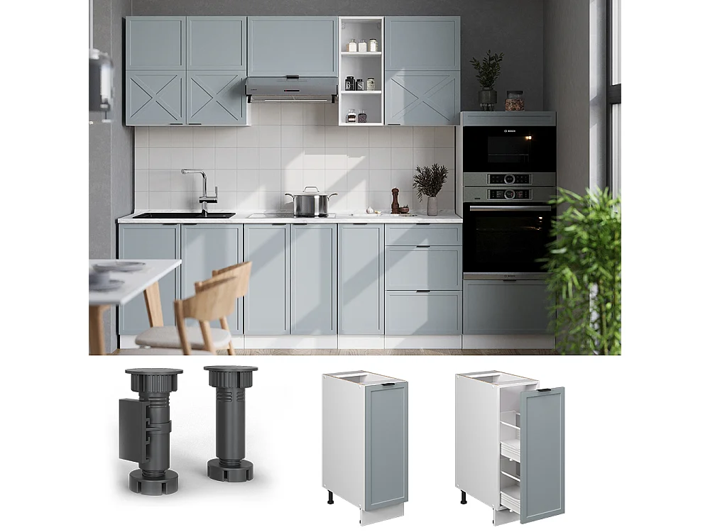 Meuble de cuisine bleu clair-gris 30x51.6x82 fame-line