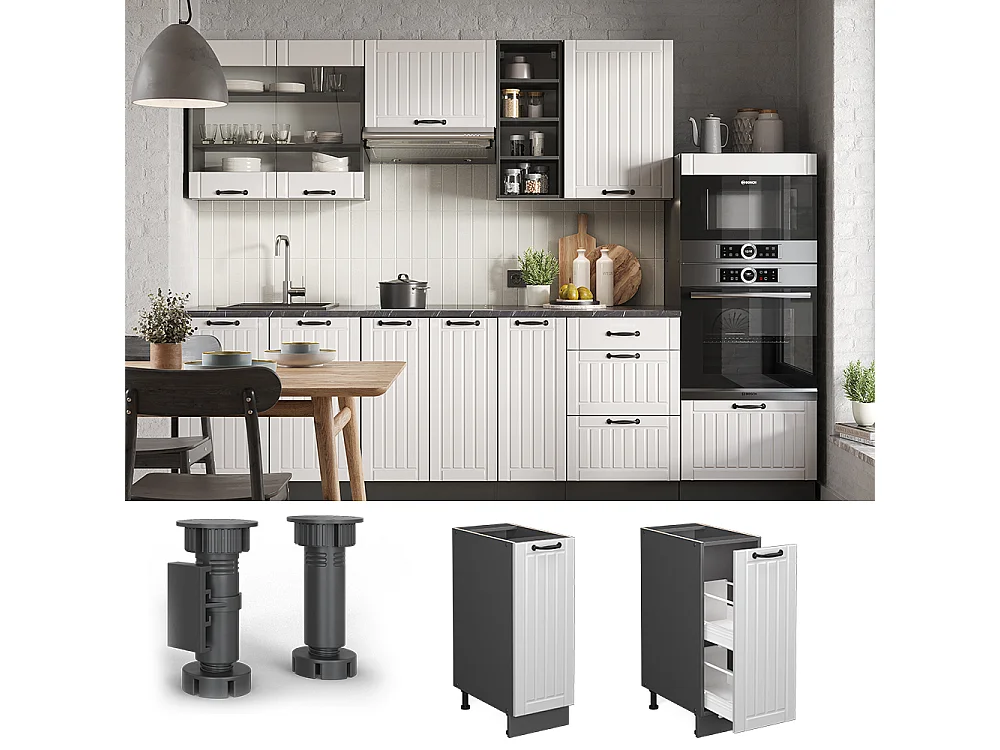 Meuble de cuisine blanc campagne 30x60x82 fame-line