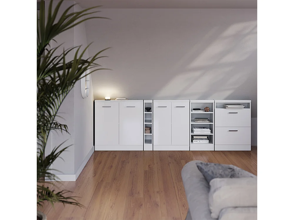 Küchenschrank für Dachschrägen weiß hochglanz 60x46x81.6 r-line