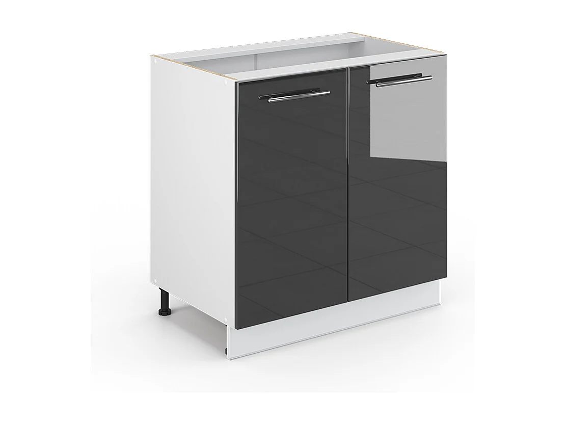 Armario bajo para fregadero antracita alto brillo 80x51.6x82 fame-line