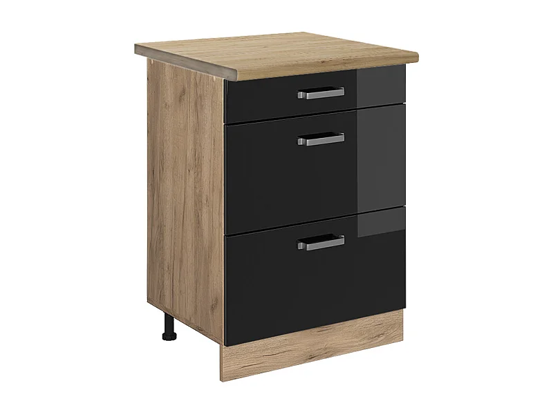 Meuble cuisine noir haute brillance 60x60x81.6 r-line