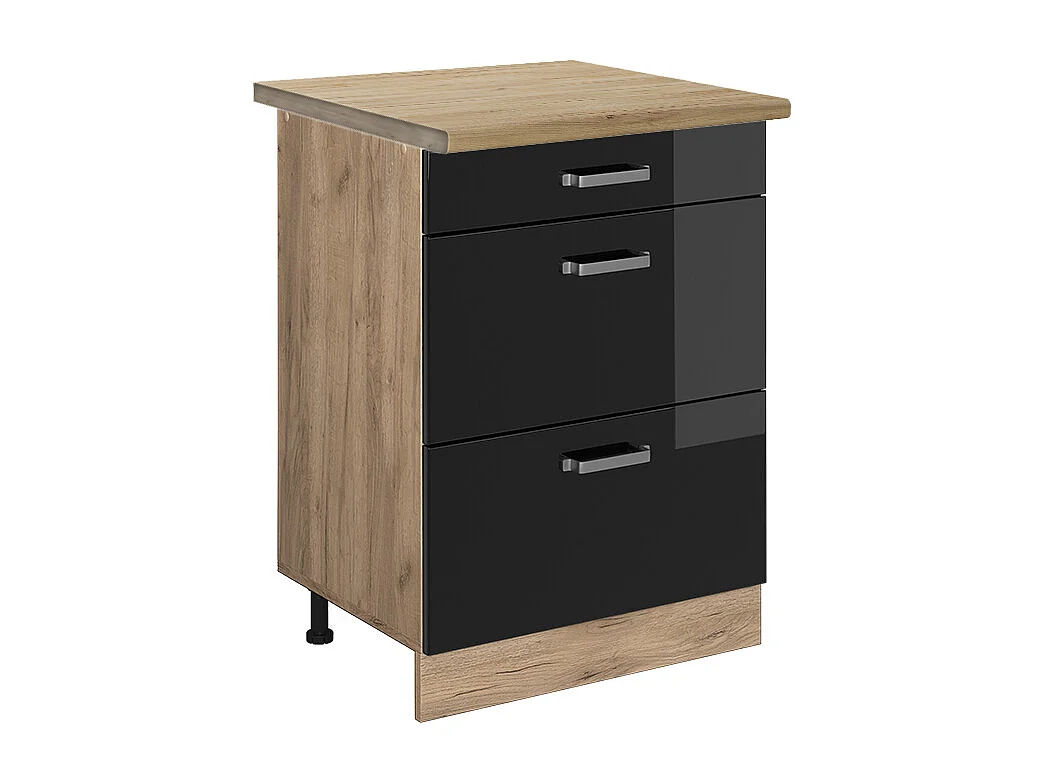 Meuble cuisine noir haute brillance 60x60x81.6 r-line