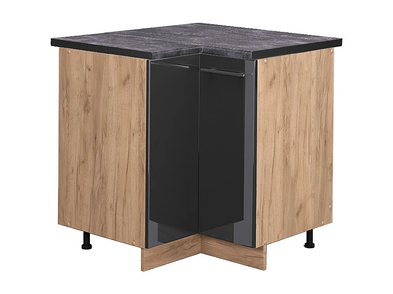 Armário baixo de canto antracite alto brilho 80.5x60x82 fame-line