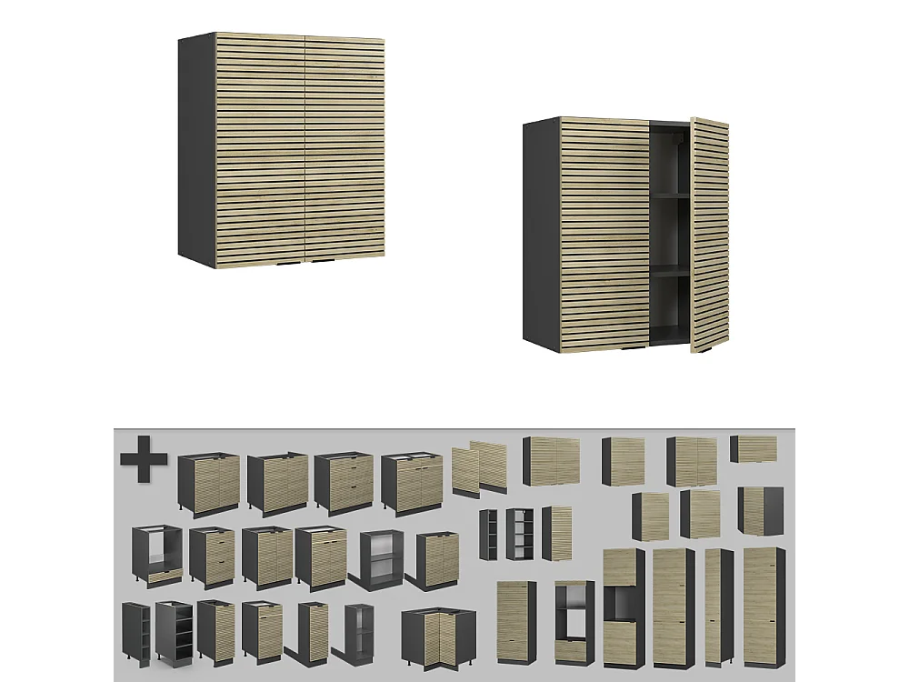 Hangkast eiken paneel 60x34.1x72 fame-line