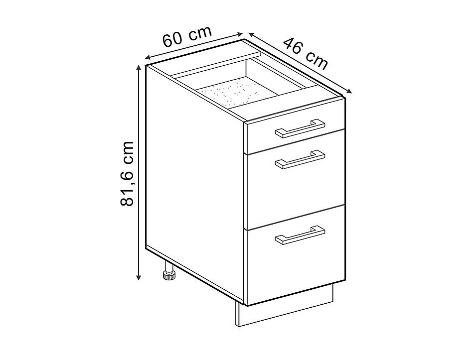 Mueble bajo de cocina antracita casa de campo 60x46x81.6 r-line