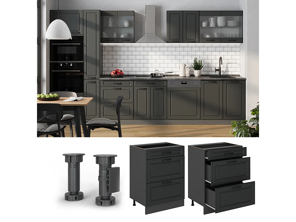 Meuble cuisine anthracite campagne 60x46x81.6 r-line