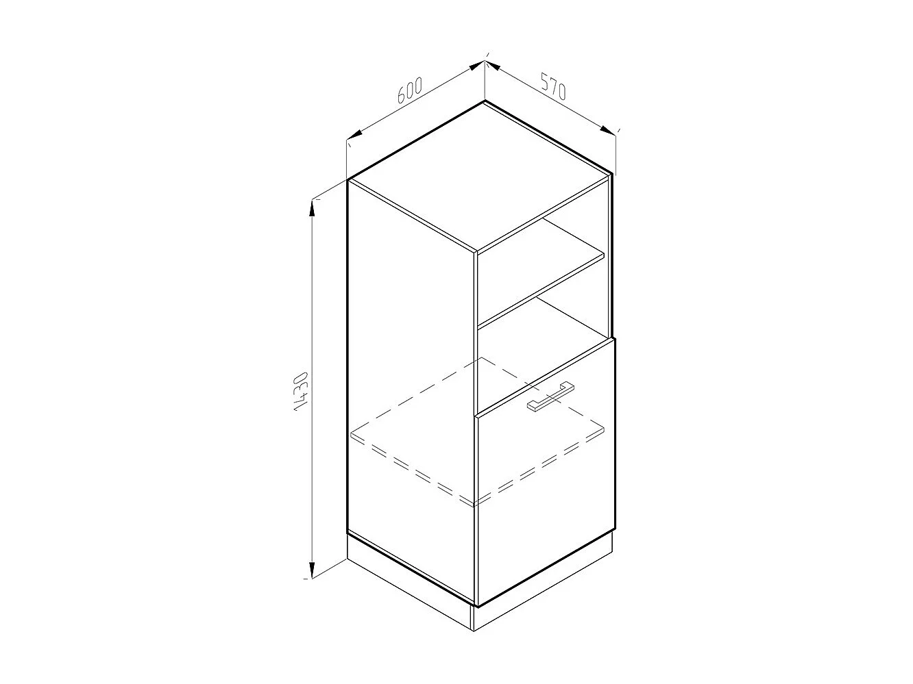 Oven housing cabinet noble gray 60x57x143 r-line