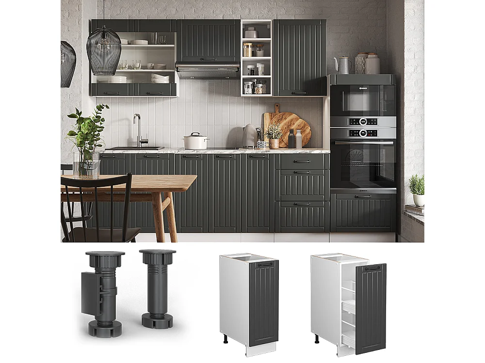 Apotheekkast antraciet landhuis 30x60x82 fame-line