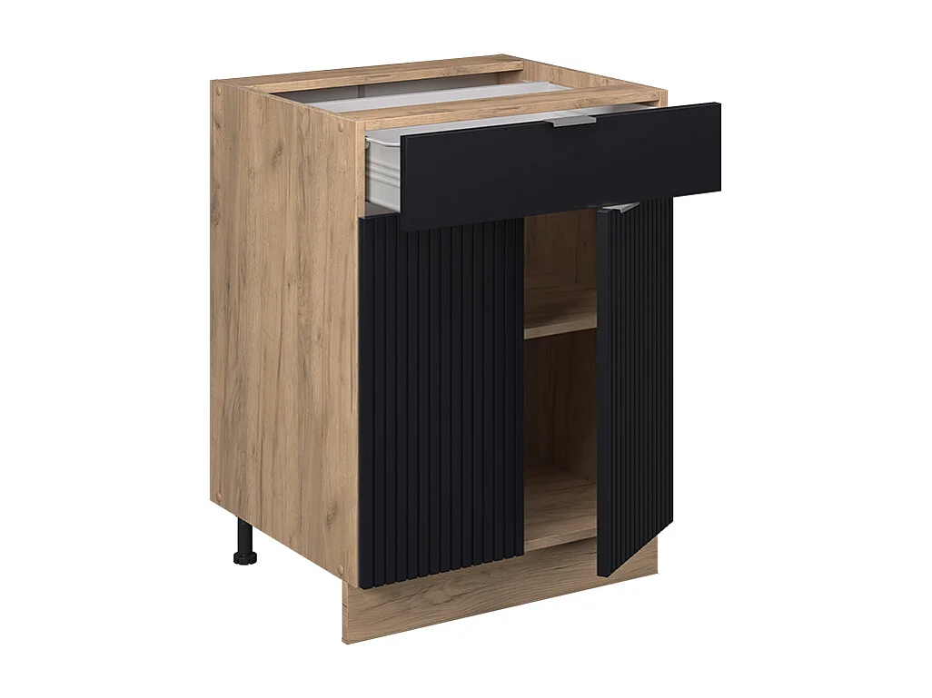 Meuble cuisine noir rayé 60x60x82 fame-line