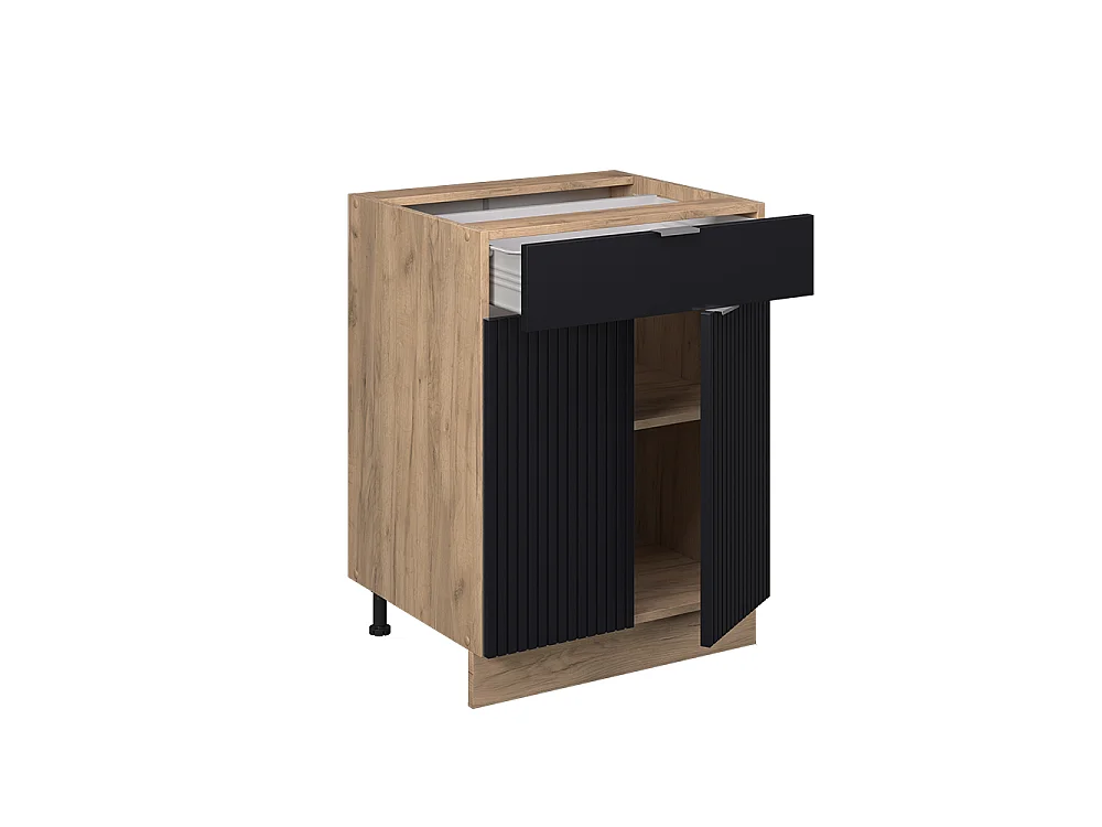 Kitchen base cabinet black striped 60x60x82 fame-line