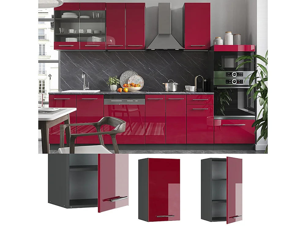 Wall cabinet bordeaux high gloss 40x34.1x72 fame-line
