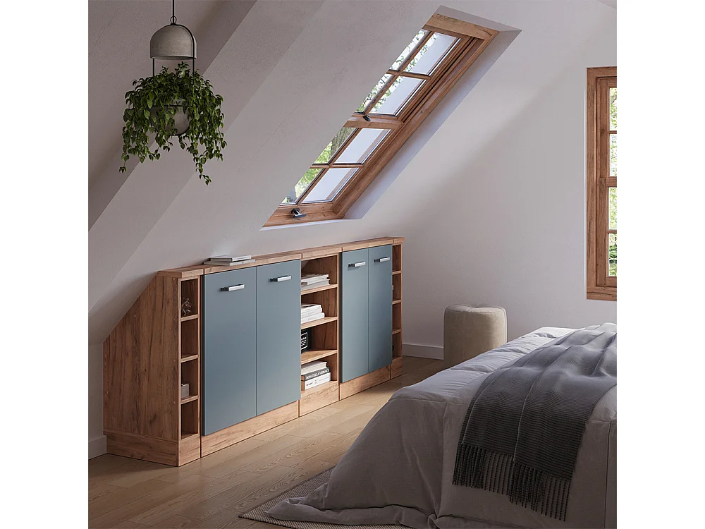 Meuble sous pente bleu-gris 210x46x81.6 r-line