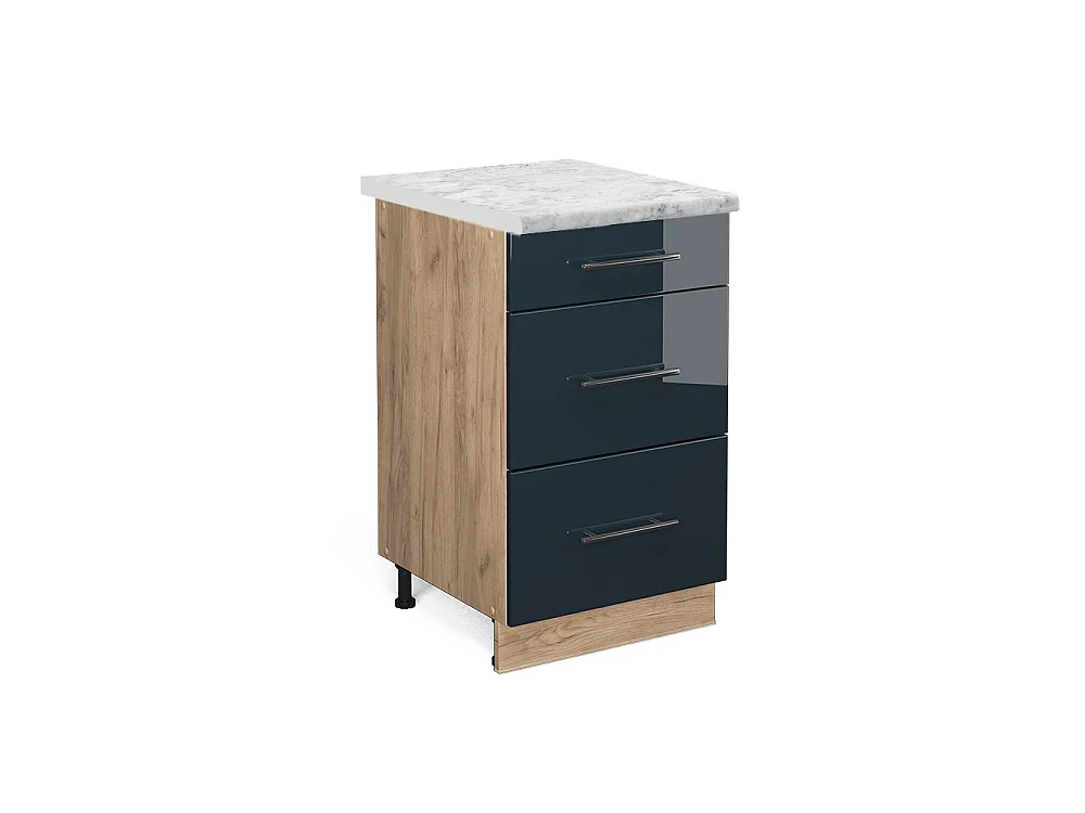 Köksunderskåp mörkblå högblank 50x60x82 fame-line