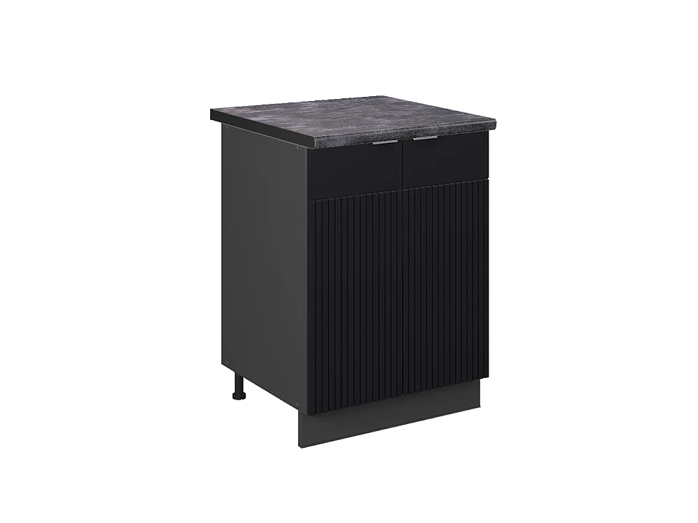 Meuble bas de cuisine noir rayé 60x60x82 fame-line