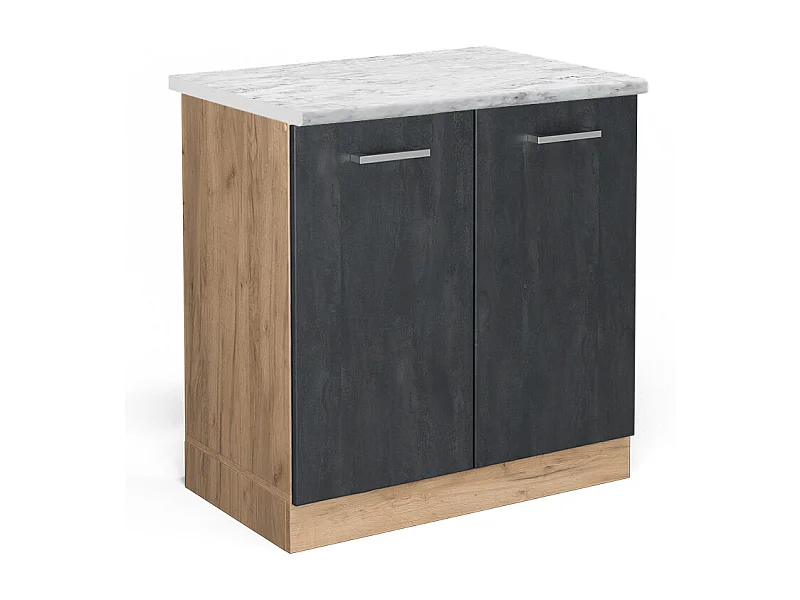 Meuble bas sous-évier béton noir 80x60x81.6 r-line