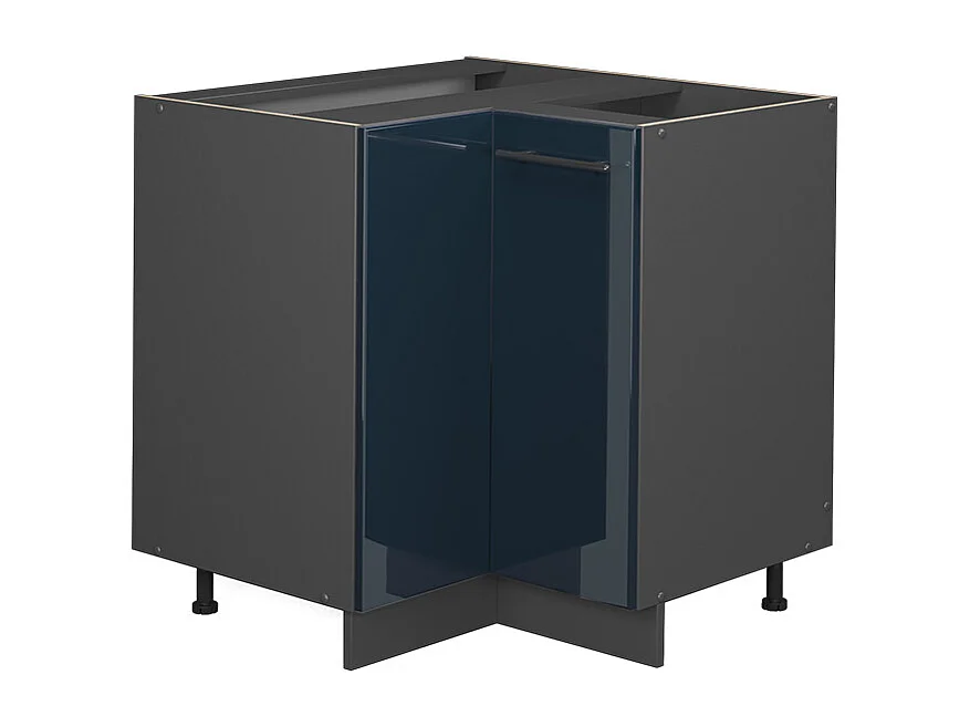 Armario de esquina azul oscuro alto brillo 80.5x51.6x82 fame-line