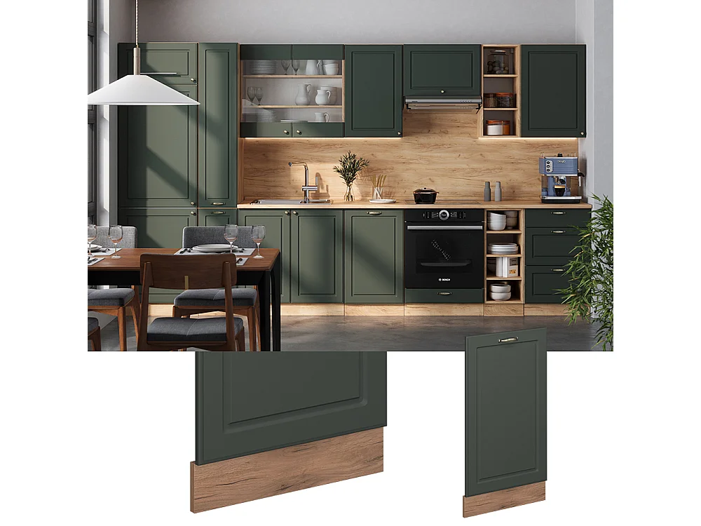 Façade de lave-vaisselle vert or campagne 45x1.6x81.8 fame-line