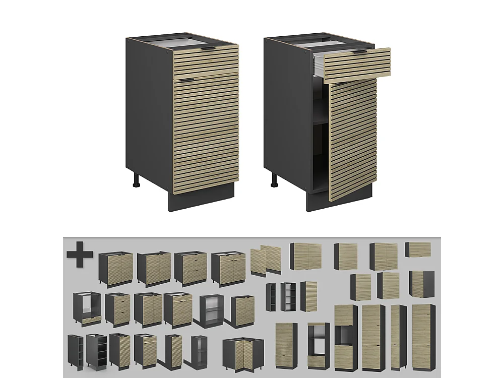 Küchenunterschrank eiche paneel 40x60x82 fame-line