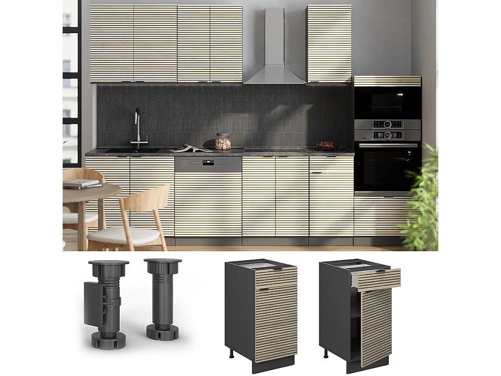Mobiletto base per cucina pannello in quercia 40x60x82 fame-line