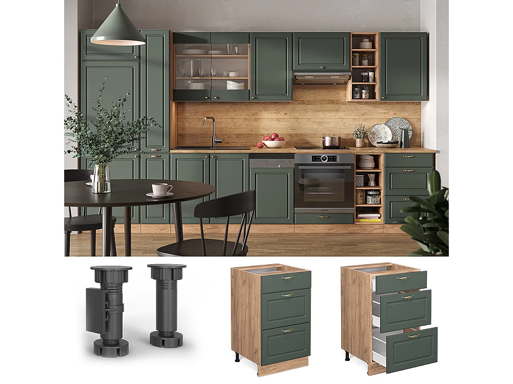 Mobiletto base per cucina verde-oro country house 50x51.6x82 fame-line
