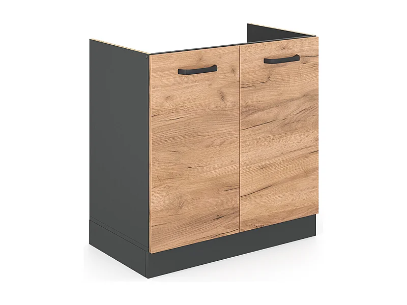 Meuble bas sous-évier chêne de force doré 80x46x81.6 r-line