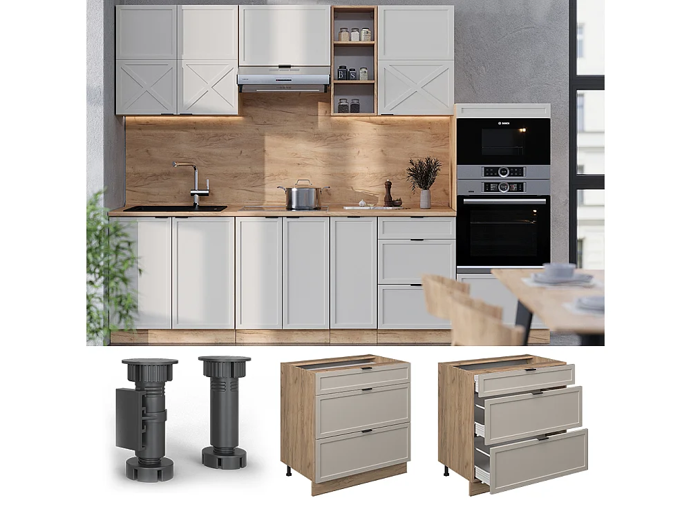 Meuble cuisine grisbeige 80x60x82 fame-line