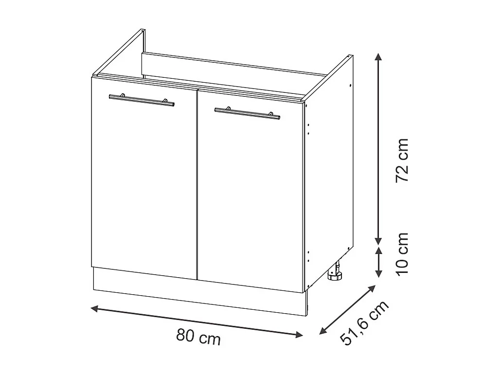 Meuble bas sous-évier bleu foncé brillant 80x60x82 fame-line