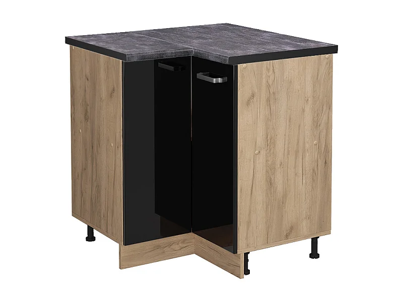 Armário baixo de canto preto alto brilho 75.6x60x81.6 r-line