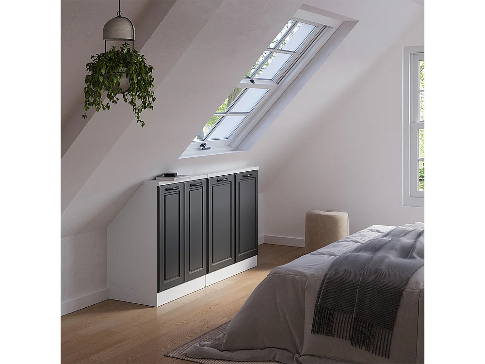 Meuble sous pente anthracite campagne 140x46x81.6 r-line