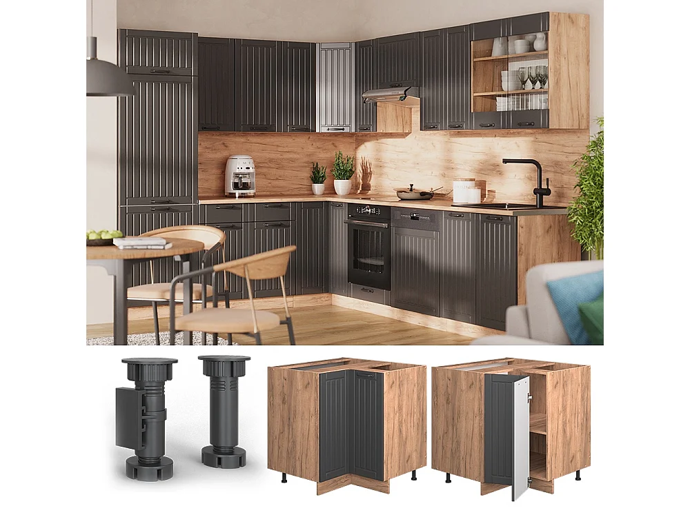 Eckunterschrank dunkelgrau 80.5x60x82 fame-line
