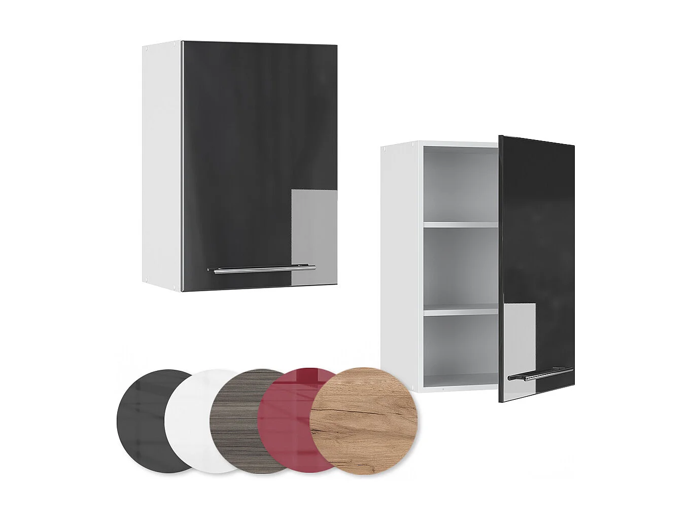 Elément haut de cuisine anthracite haute brillance 50x34.1x72 fame-line