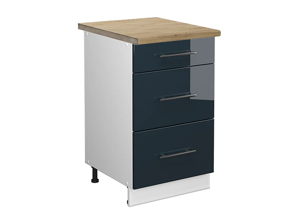 Mueble bajo de cocina azul oscuro alto brillo 50x60x82 fame-line