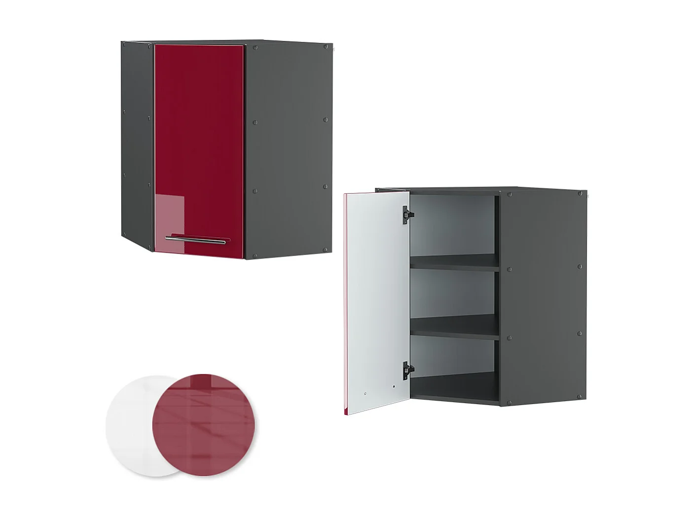 Elément haut de cuisine rouge bordeaux haute brillance 57x34.1x72 fame-line