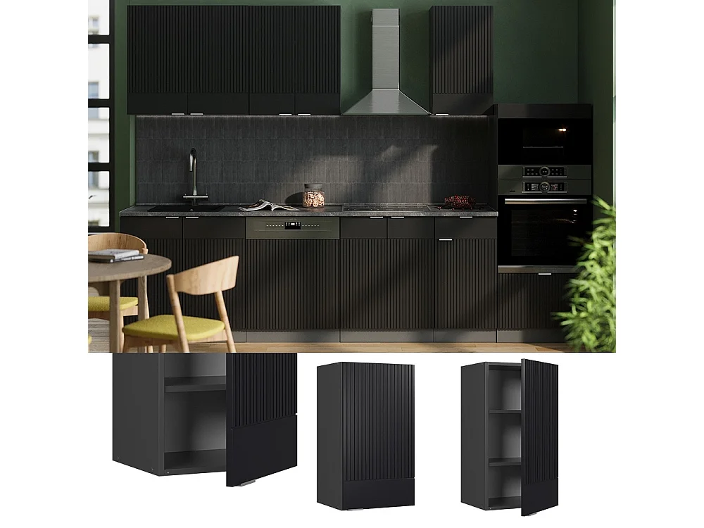 Wall cabinet black striped 40x34.1x72 fame-line