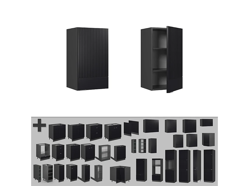 Wall cabinet black striped 40x34.1x72 fame-line