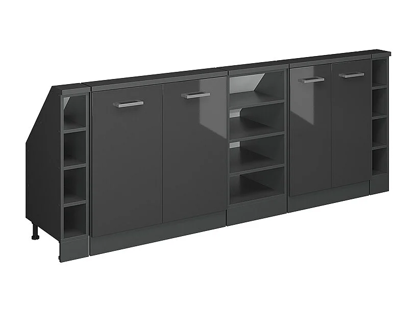 Meuble sous pente anthracite haute brillance 210x46x81.6 r-line