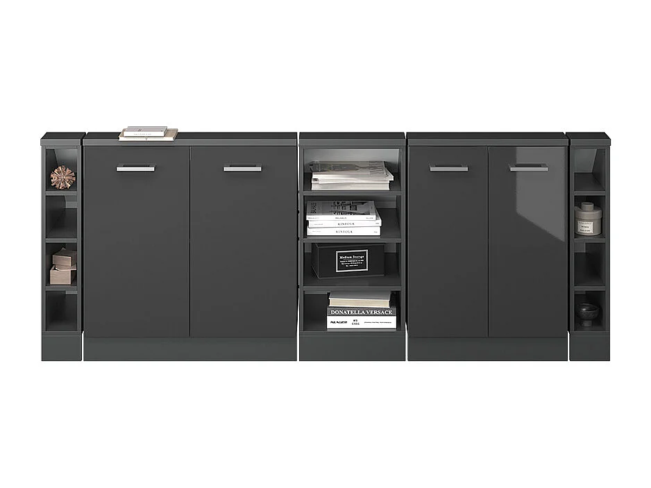 Meuble sous pente anthracite haute brillance 210x46x81.6 r-line