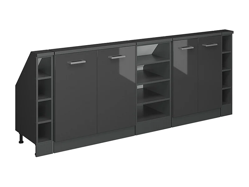 Meuble sous pente anthracite haute brillance 215x46x81.6 r-line